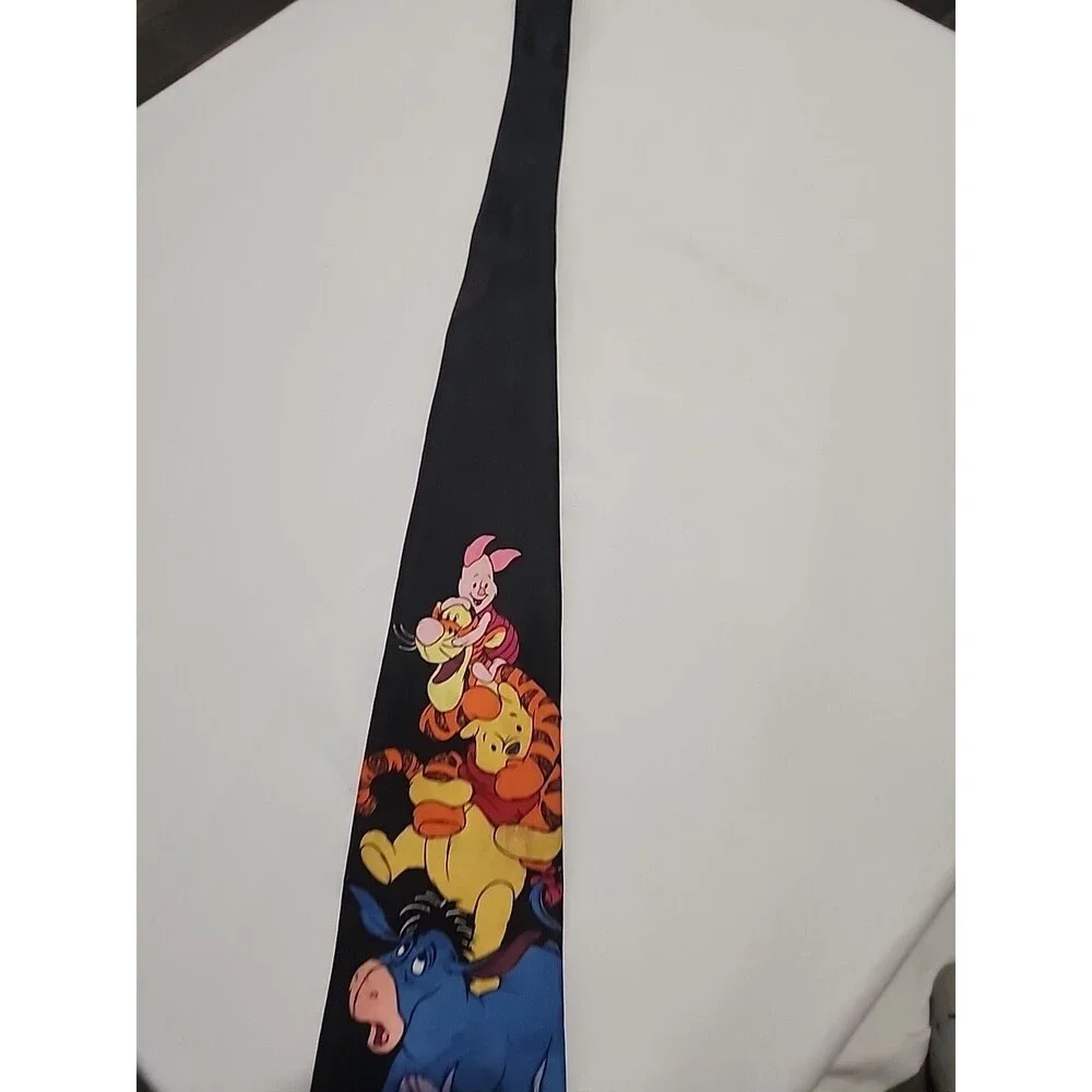 Disney Winnie The Pooh Mens Tie Black Tigger Piglet Polyester